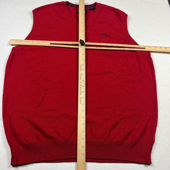 Chaps Mens Red Knit Sweater Vest XL Classic Preppy Casual Golf Layered Cotton - Picture 6 of 11